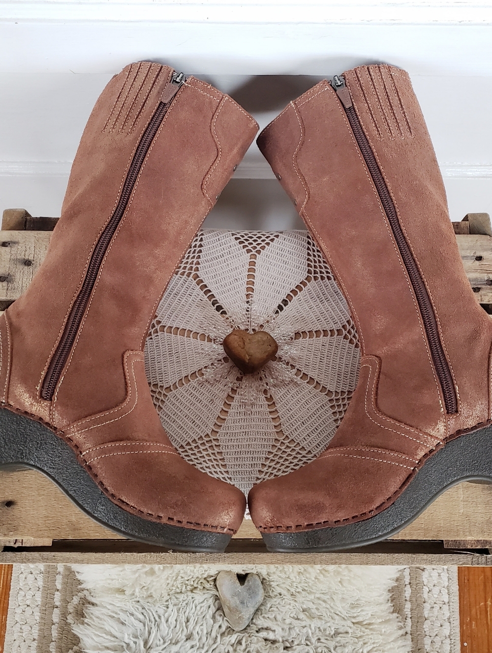 Copper Dansko Retro Boots Shimmer Suede Platform Crepe Disco Tall Boho 38 39 - Picture 6 of 15